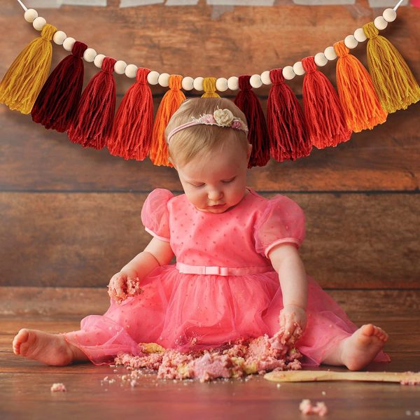 Boho Colorful Tassel Garland with Wood Beads - Image 6