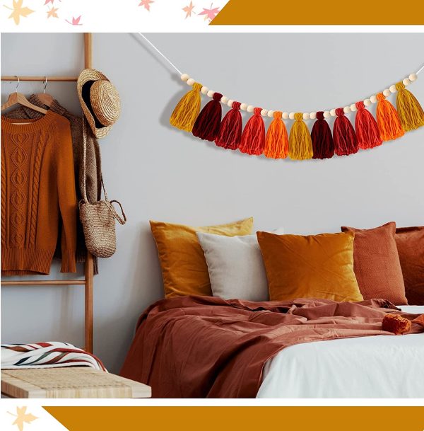 Boho Colorful Tassel Garland with Wood Beads - Image 5