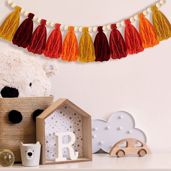 Boho Colorful Tassel Garland with Wood Beads - Image 7