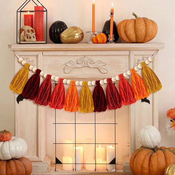 Boho Colorful Tassel Garland with Wood Beads - Image 4