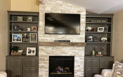 Cabinetry Painting + Fireplace Stacked Stone | North Mankato, Minnesota