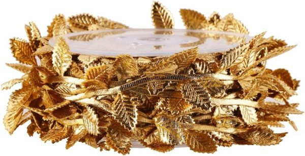 Gold Fabric Leaf Ribbon - Image 3
