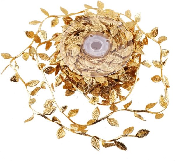 Gold Fabric Leaf Ribbon