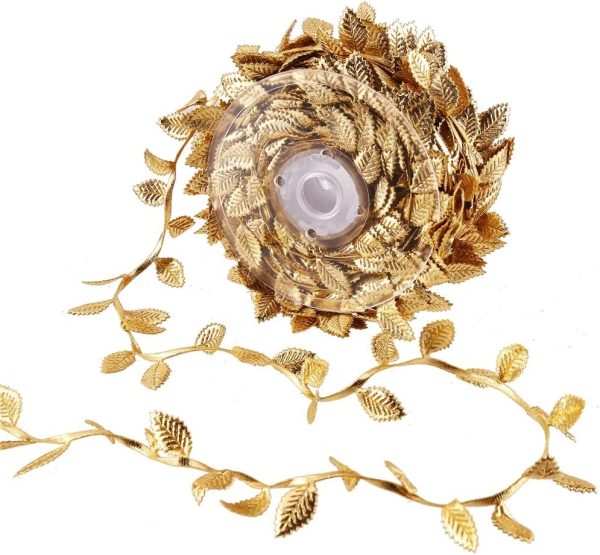 Gold Fabric Leaf Ribbon - Image 2