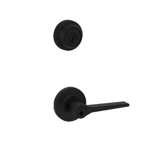 Kwikset Hollis Round Rose Black Lever Door Lock