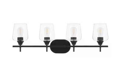 Pavlen Black Vanity Light with Clear Glass Shade