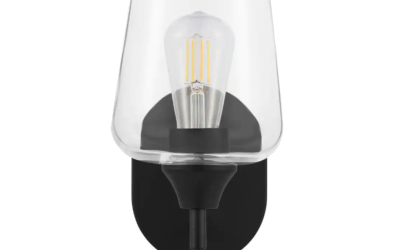 Pavlen 5.5 in. 1-Lights Black Sconce with Clear Glass Shade