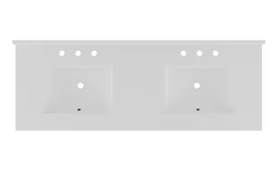 White Quartz Double Basin Vanity Top