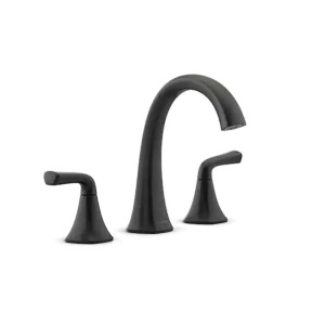 Enhance the elegance of your bathroom with the KOHLER Sundae Widespread Bathroom Faucet. This exquisite matte black faucet features a widespread design with two handles, offering a perfect blend of style and functionality. Crafted with precision and durability, this faucet is sure to elevate your bathroom aesthetics.