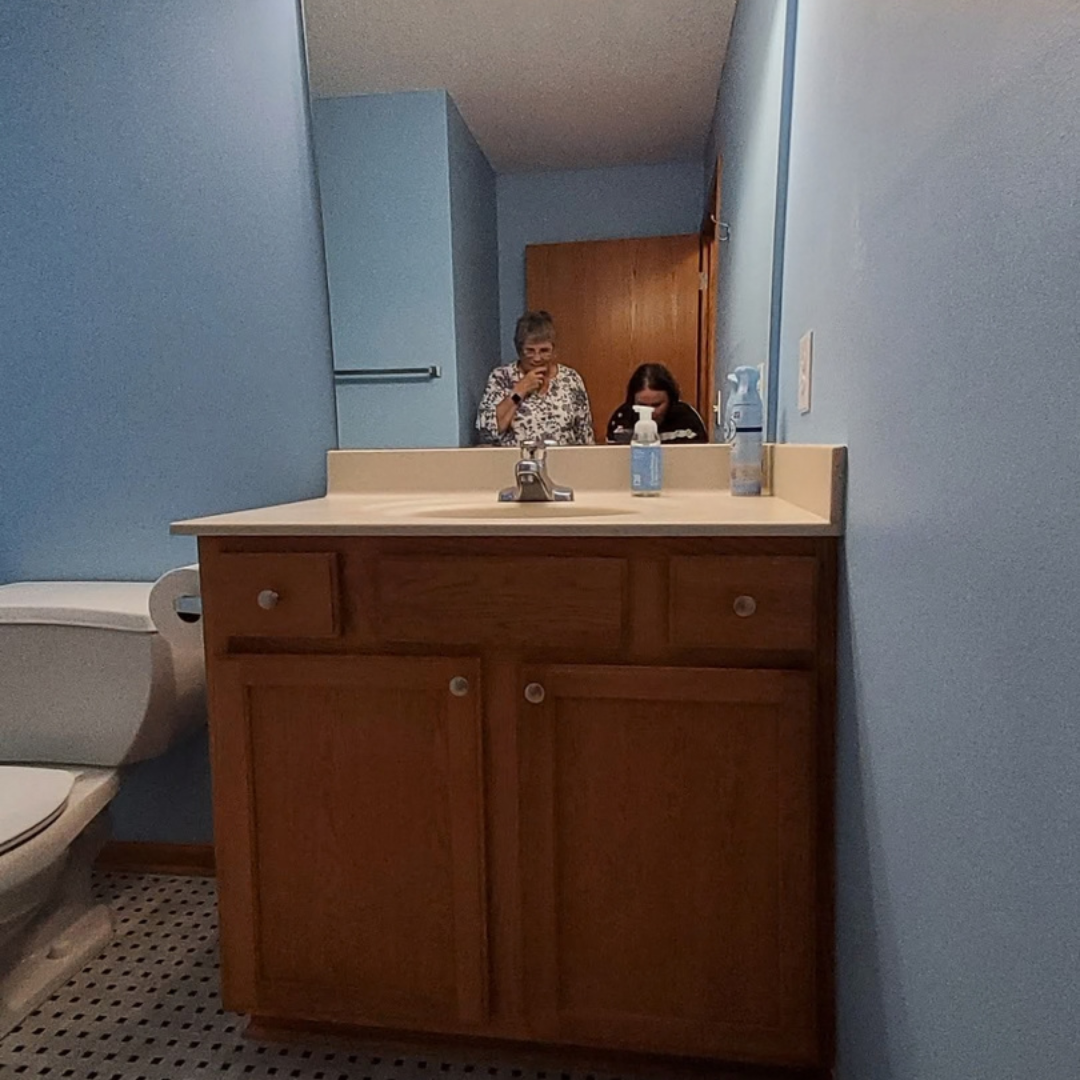 This entry way had a fun look but the homeowner was ready for something new. 